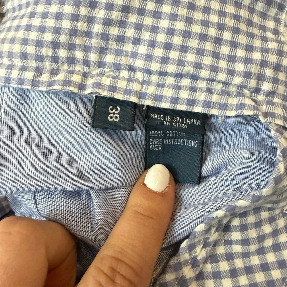Polo Ralph Lauren Men's Chino Shorts 38 Blue White Gingham‎ Check Flat